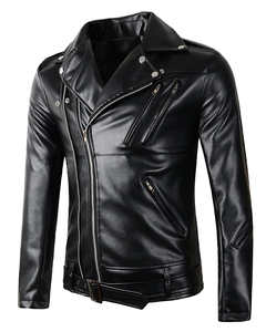 Veste en cuir véritable pour l'hiver 2026 avec doublure en polyester, fourrure artificielle en peau de mouton, grande taille, fermeture éclair imperméable - Product Image 3