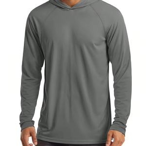 Camisetas de Pesca de Manga Larga para Hombre, Protección Solar UPF 50+, Color Sólido, con Capucha, Camisetas Deportivas para Pesca, Camisetas de Protección UV - Product Image 1