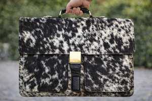 Maletín de Cuero Genuino con Pelo de Vaca, Estilo Vintage, para Portátil, Bolso de Mensajero, LPBH-0006 - Product Image 2