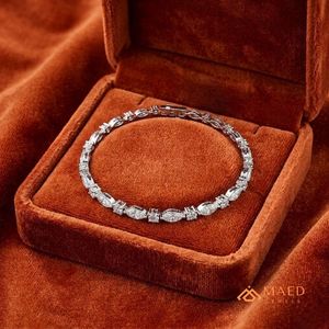 Bracelet tennis en moissanite pour femme, chaîne fine en argent, bijou de mode, pierre marquise, accessoire élégant, style cadeau - Product Image 5
