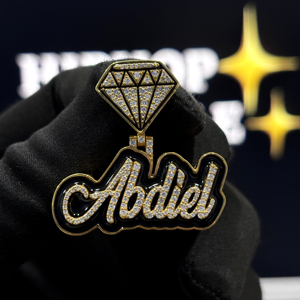 Colgante Personalizado con Nombre, Estilo Iced Out, con Diamantes, Plata de Ley 925, Moissanita VVS, Esmalte Negro, Joyería Hip Hop - Product Image 5