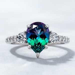Anillo de Compromiso de Oro de 14K con Circonita Cultivada en Laboratorio, Corte Pera, Piedras Laterales de Diamante, Joyería Fina de Lujo, Anillo Personalizado - Product Image 6