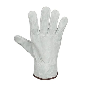 Standard <b>Drivers</b> <b>Gloves</b> with Unlined Cotton Cuff Cowhide Split Leather Abrasion Resistant Industrial Safety Personal Protective - Product Image 4