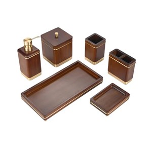 Ensemble d'accessoires de salle de bain en métal moderne, écologique et durable |   Distributeur de savon et porte-brosse à dents en gros - Product Image 3