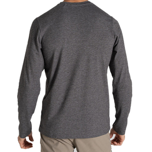 Camiseta de Manga Larga para Hombre, Cuello Redondo, Corte Regular, Color Gris Sólido, Tejido Jersey de Secado Rápido, Estilo Casual - Product Image 3