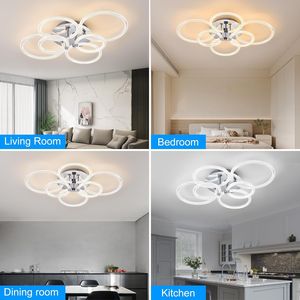 Plafoniera LED Moderna Dimmerabile a 6 Anelli in Acrilico con Telecomando per Camera da Letto, Soggiorno, Cucina, Sala da Pranzo, Classificazione IP44 - Product Image 6