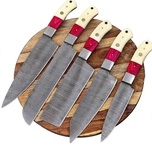 Ensemble de couteaux de chef forgés à la main Lames en acier à haute teneur en carbone Collection de couteaux de cuisine professionnels Couteau de chef à manche ergonomique - Product Image 1