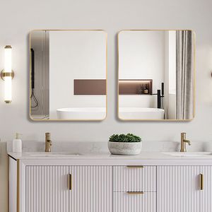 Specchio da parete rettangolare dorato per bagno, 30x36 pollici - Product Image 3