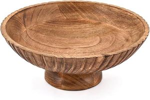 Support à gâteau rond en bois fait main, présentoir à dessert, piédestal en noyer brun KAYANN d'Uttar Pradesh pour mariage, brunch, fête - Product Image 3