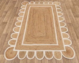 Alfombra de Yute Natural con Borde Festoneado – Alfombra Cuadrada Boho Ecológica para Sala de Estar y Decoración del Hogar - Product Image 3
