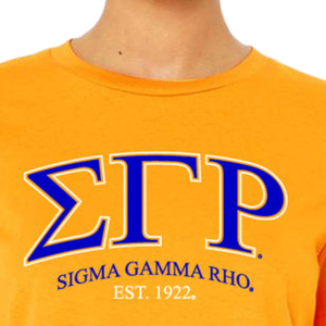 Camiseta informal amarilla de manga corta para mujer con letras griegas de la hermandad Sigma Gamma Rho, diseño personalizado de última edición - Product Image 6