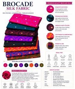 Tissu en soie brodée de qualité supérieure, motif floral, tissage Zari, pour robes, sari, lehenga, chemisiers, dupatta, vêtements de mariage - Product Image 6