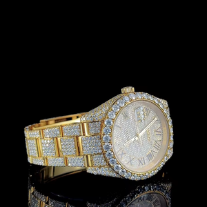 Luxury Modern Fashion Moissanite Quartz <b>Watch</b> Stainless Steel Band Glass Crystal Brilliant Sparkling Finish for Unisex Daily - Product Image 2