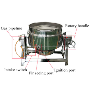 หม้อปรุงอาหารอุตสาหกรรมแบบเอียงได้ ใช้แก๊สหรือไฟฟ้า พร้อมเครื่องผสม สำหรับทำอาหารเชิงพาณิชย์ เช่น พริก คาราเมล แยม - Product Image 2