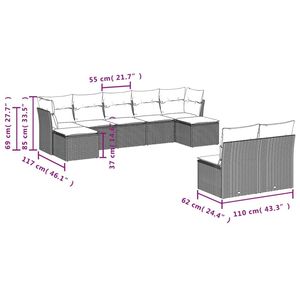 Conjunto de Sofás de Jardín Grises de 6 Plazas, Muebles de Ratán para Exteriores Resistentes a la Intemperie, Diseño Contemporáneo - Product Image 3