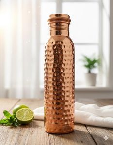Botella de Agua de Cobre con Tapa de Rosca, Botella de Viaje de Metal Reutilizable, Diseño Minimalista para Senderismo, Camping, Adultos - Product Image 5