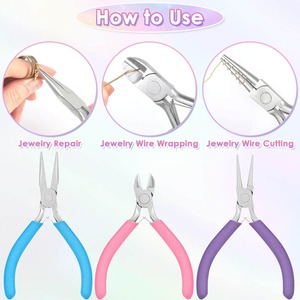 3-Piece Jewelry <b>Pliers</b> <b>Set</b> Needle Nose Round Nose <b>Pliers</b> with Wire Cutter for Jewelry Repair Wire Wrapping Beading Crafts - Product Image 2