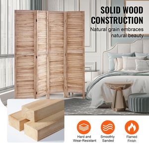 Divisorio in Legno a 4 Pannelli Alto 66,9 Pollici, Paravento Pieghevole Portatile per Interni, Schermo Decorativo per la Privacy - Product Image 4