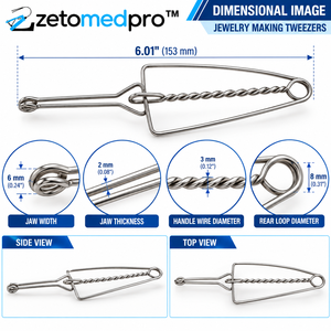 Jewelry Making Tweezers <b>Soldering</b> Tongs Wire 6.01in Stainless Steel Silver Repair Tool ZETOMEDPRO ZM-J-766 DIY - Product Image 5