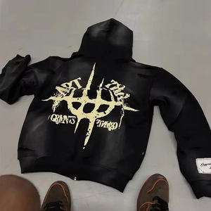 Sudadera con Capucha OEM Ligera de Algodón y Forro Polar, con Logotipo Personalizado Bordado, Diseño con Bolsillo, Efecto Deslavado por el Sol - Product Image 2