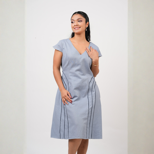 Vestido corto informal de manga corta de sarga para mujer, hecho en Sri Lanka - Product Image 4