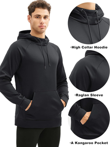 Sudadera con Capucha de Felpa Ecológica para Verano, Corte Regular, Color Negro, de Run Apparel, 50% Poliéster, 50% Algodón, Transpirable, con Bolsillo - Product Image 3