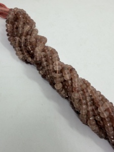 Cuentas facetadas de cuarzo fresa natural en forma de rondel, hilo de 16 pulgadas, gemas rosas para fabricación de joyas, venta al por mayor - Product Image 5