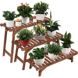 Support à plantes à 3 niveaux en bois, finition marron, pour l'intérieur et l'extérieur, parfait pour n'importe quel espace intérieur ou extérieur. - Product Image 5