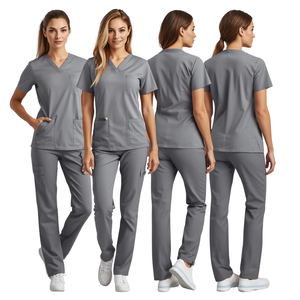 Ensemble de blouses d'infirmière gris glace de qualité supérieure pour femmes, uniforme professionnel de soins de santé - Product Image 3