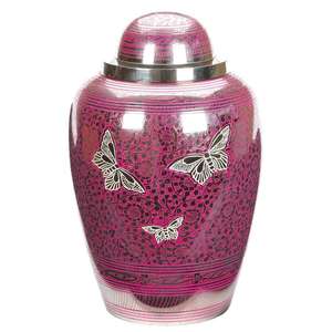 Urna Conmemorativa para Cenizas con Diseño de Alas de Ángel, Esmaltada en Rosa, Estilo Americano, Hecha a Mano, Forma de Domo - Product Image 3