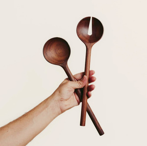 Ensemble cuillère et fourchette à salade vintage en bois, couverts royaux, service de table décoratif pour cuisine - Product Image 6