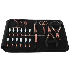 Kit d'outils d'extension de cheveux Microbeads Closer & Opener Pliers Mini Ciseaux 12pcs clips Crochet & boucle doigt outil acier inoxydable - Product Image 1