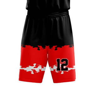 Maillots de basket-ball personnalisés réversibles pour adultes, en polyester imprimé, nouvelle conception rouge et noir, grande taille, sur mesure - Product Image 5