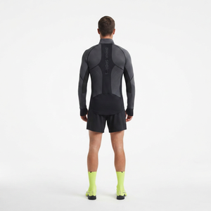 Haut de sport technique à compression pour homme, col zippé 1/4, 240 GSM, en polyamide recyclé et élasthanne, séchage rapide, vêtement technique d'extérieur - Product Image 2