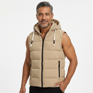 Chaleco Acolchado Reversible sin Mangas con Capucha para Hombre, Cierre de Cremallera, Resistente al Viento, de Lona, Informal, para Invierno, Color Sólido, Corte Regular - Product Image 6