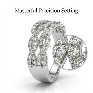 Bague de mariage torsadée haut de gamme en or 18 carats avec diamants entrelacés pour les marchés américain et britannique – Fabrication de bijoux sur mesure - Product Image 2