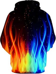 เสื้อฮู้ดผู้ชายลายเปลวไฟและแสงออโรร่า พิมพ์ลายแบบซับลิเมชั่น โพลีเอสเตอร์ 100% สวมใส่สบายๆ ในฤดูใบไม้ร่วง ทรงปกติ แบบถัก - Product Image 6