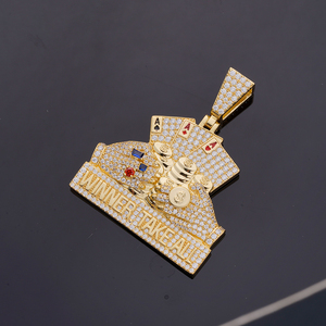 Pendentif en Argent 925 avec Diamant de Laboratoire, Cartes à Jouer Givrées, Motif Gagnant au Poker Casino, Symbole de Fortune et de Parure Audacieuse - Product Image 3
