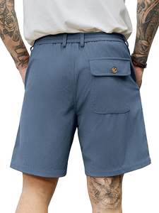 กางเกงขาสั้นผู้ชายผ้าลูกฟูก กางเกงขาสั้นลำลอง เอวยางยืด มีเชือกผูก เหมาะสำหรับฤดูร้อนและชายหาด สไตล์เรโทร ผ้าคอร์ดูรอย - Product Image 2