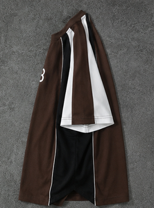 Chemise décontractée à manches courtes pour homme, couleur marron, avec logo blanc sur le devant, pour l'été - Product Image 5