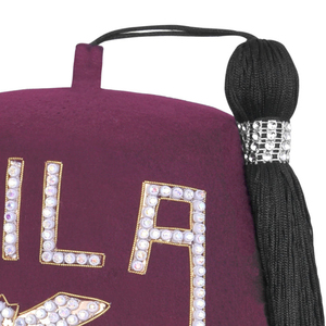 Sombrero Fez Shriners 2026 de Lana Borgoña con una Hilera de Letras de Diamantes de Imitación, Bajo MOQ, Servicio OEM, Sombreros Fez Masónicos al por Mayor - Product Image 5