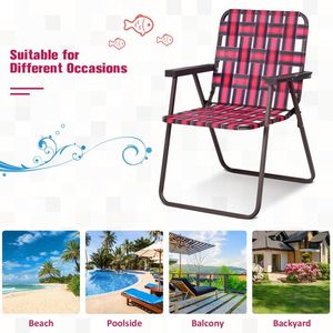 Ensemble de 6 chaises pliantes de plage pour le camping et la pelouse, chaise confortable en toile - Product Image 6