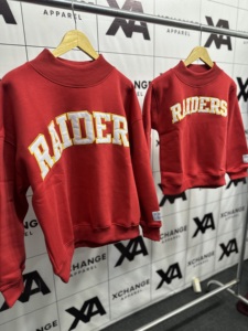 Raiders Crew Neck Mockneck Sweatshirt Red Letter Print Women and Kids Matching Pullover Casual Autumn Wear - Product Image 2