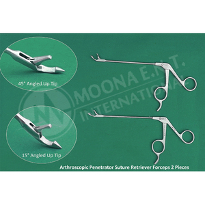 Ensemble de 2 pinces à suture pour arthroscopie, pointes angulaires à 15 et 45 degrés, instruments arthroscopiques - Product Image 1