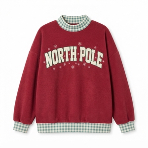 Sudadera navideña extragrande para mujer, cuello alto, con lentejuelas y estampado de letras, manga larga, informal de invierno, con ribete de guinga - Product Image 5