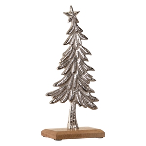 Ornement décoratif en forme de feuille au design primitif, avec base en aluminium et bois, plaqué argent, pour décoration intérieure et cadeaux - Product Image 4