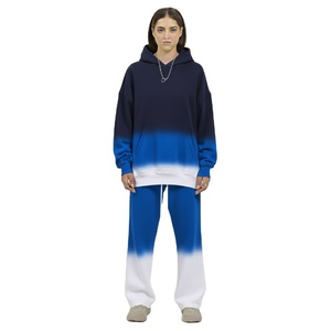 Survêtement d'hiver confortable en coton pour femme, à capuche, tie-dye, lavé, en molleton pleine longueur, taille élastique, logo personnalisé, uni - Product Image 5