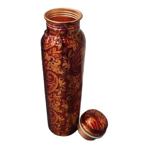 Lion Printed <b>Copper</b> Water Bottle Glossy Finished Decorative Metal Drinking Bottle Traditional Handcrafted For Home Gym Gifting - Product Image 4