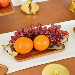 Bandeja Decorativa Rectangular de Madera Más Vendida con Asas Florales Doradas, Diseño Tradicional para Uso Doméstico - Product Image 2
