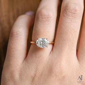 Bague de fiançailles ovale en diamant de laboratoire, plaqué or rose 14 carats, alliance solitaire classique, certifiée IGI, bijoux pour femmes - Product Image 6
